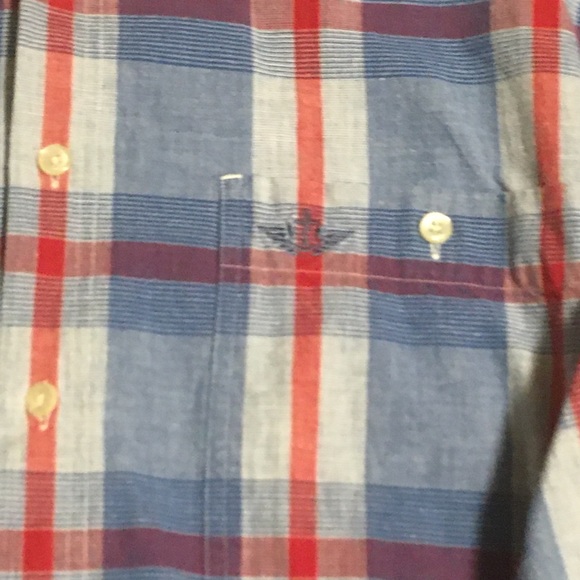 Dockers Long Sleeve Blue Red Button Down Size M - Picture 5 of 6